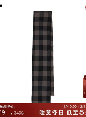 IT Rick Owens女款毛边格纹围巾新款复古气质围脖搭配品4463SC3P