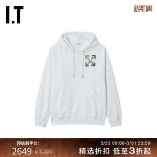 饰连帽衫 OFF 连帽卫衣潮流酷感双箭头图案装 新款 WHITE™男装