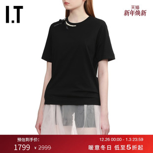 圆领短袖 Rocha女装 T恤新款 珠饰蝴蝶结装 5342B3XP 饰半袖 Simone