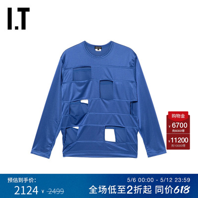 IT镂空设计圆领长袖T恤