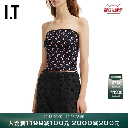 IT MARINE SERRE女装抹胸上衣新款性感甜酷修身露肩背心WTS011XP