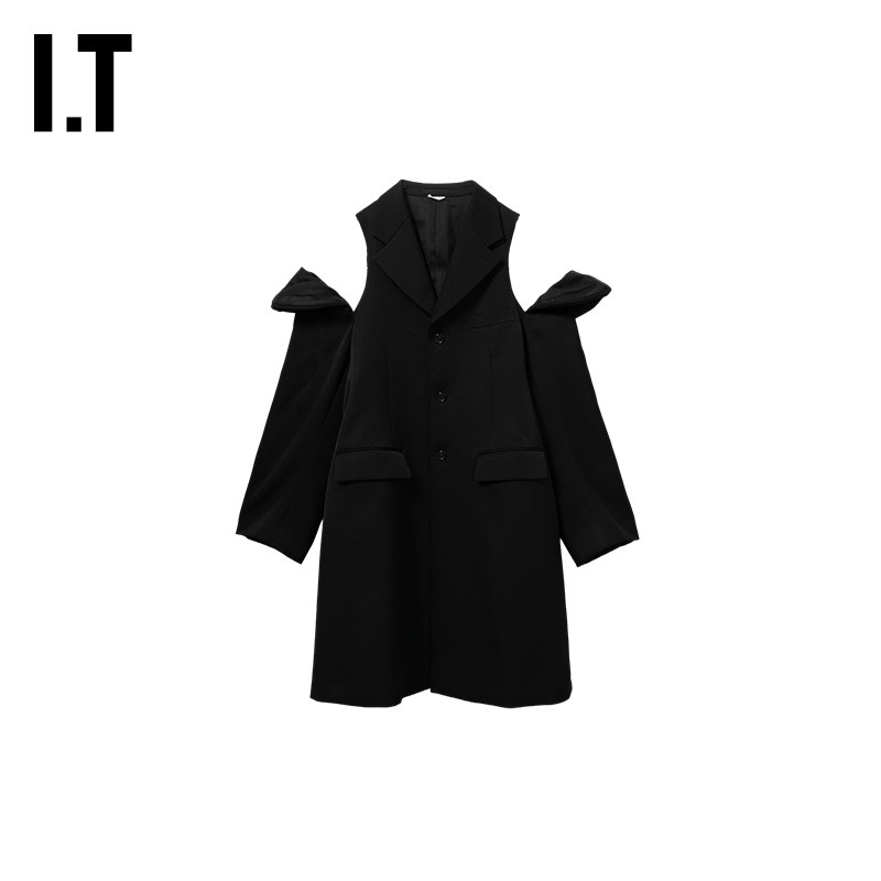 IT CDG COMME des GARCONS HOMME PLUS男装挖剪露肩西装大衣新款