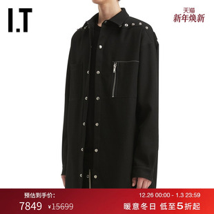 翻领夹克新款 中长款 Owens男装 潮酷有型宽松纯色按扣外套 Rick