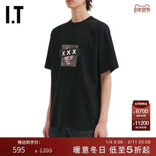 IT GOD SELECTION XXX男装宽松短袖T恤新款欧美潮流照片印花半袖