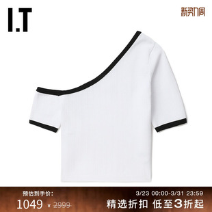 JUUN.J女装 新款 修身 针织衫 性感露肩针织上衣451W51XM 斜肩短袖