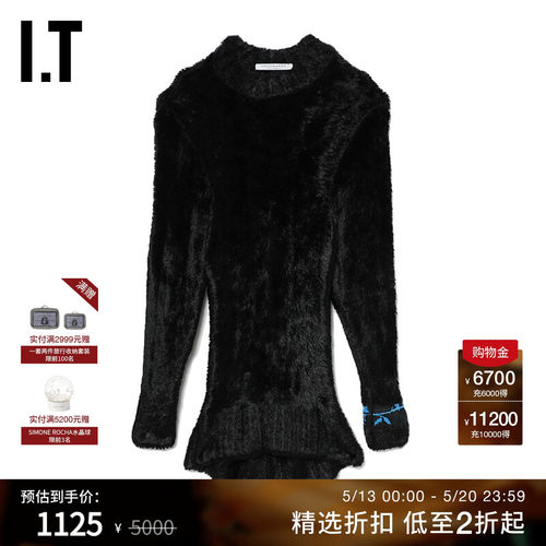 IT宽松中长款毛绒连衣裙