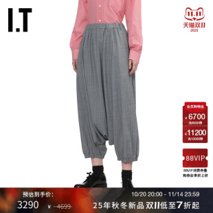 des GARCONS女装 新款 CDG 气球裤 COMME 束脚九分裤 格纹落裆裤