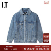 宽松牛仔夹克新款 GROUNDZERO情侣款 复古街头棉服外套MJK5210