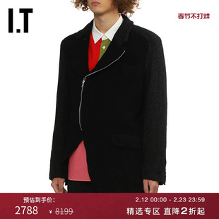 IT CDG COMME des GARCONS HOMME DEUX男装不规则斜拉链西装夹克