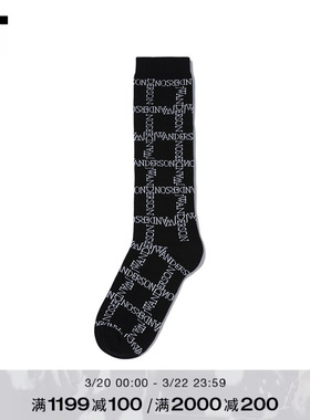 IT JW Anderson女款长袜小腿袜新款复古文艺logo拼色袜子KW10301M