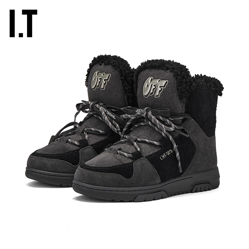 IT OFF-WHITE™女款新款拼接系带及踝靴短靴