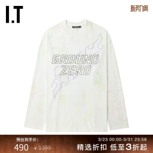 甜酷个性 T恤新款 廓形长袖 宽松圆领上衣000170 GROUNDZERO女装