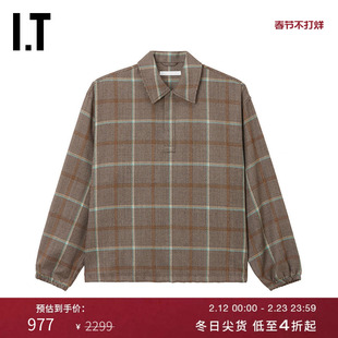 IT SOPH. SOPHNET.男装格纹长袖上衣新款复古气质翻领格子套头衫