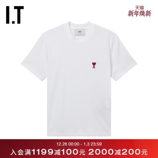 爱心logo刺绣纯色半袖 T恤简约基础款 圆领短袖 UTS0XSMN AMI男装