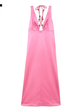 IT GANNI女装吊带挂脖连衣裙新品性感欧美后开叉露背长裙82108XL