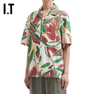 IT JACQUEMUS男装短袖衬衫新款文艺度假风满幅图案花上衣535691MP