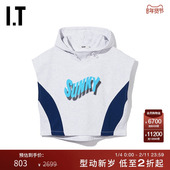 SJYP女装 宽松拼色无袖 飞袖 连帽背心新品 青春时尚 连帽衫 2100XK