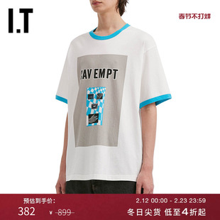 IT C.E男装撞色包边短袖T恤新款潮流个性图案印花宽松半袖28T20MP