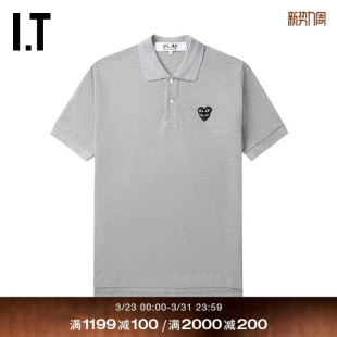 COMME des GARCONS川久保玲情侣款 polo衫 PLAY 纯色短袖 CDG