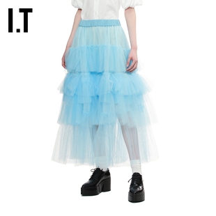 网纱半身裙新款 Rocha女装 褶饰拼接蛋糕裙纱裙312535XP Simone