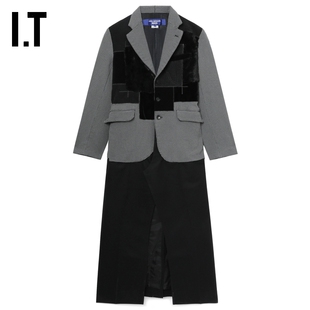 IT JUNYA WATANABE男装假两件大衣新款解构感叠层拼接西装长外套