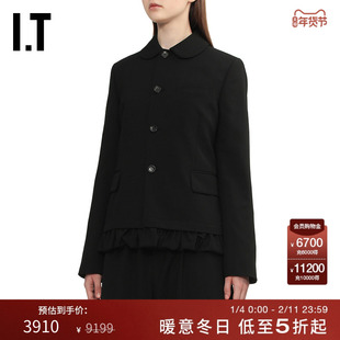 IT CDG COMME des GARCONS GIRL女装褶饰下摆夹克彼得潘领外套