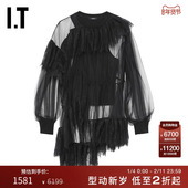 SST13XK 优雅别致蕾丝拼接透视罩衫 GOEN.J女装 宽松薄纱上衣新品