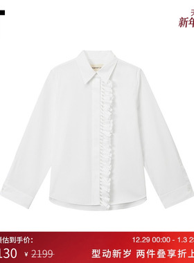 IT PortsPURE女装纯色长袖衬衫新款时尚优雅系结装饰衬衣B00737XO