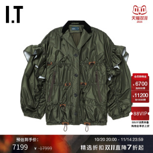 翻领夹克新款 廓形袖 复古日潮木耳边饰抽褶外套01105X kolor女装