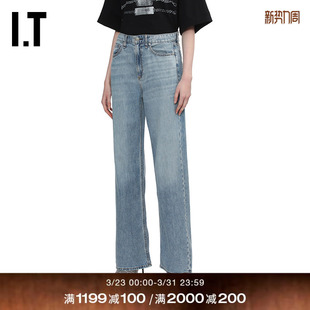 bone女装 牛仔裤 长裤 简约休闲宽松直筒裤 新款 AUF1FAXQ rag