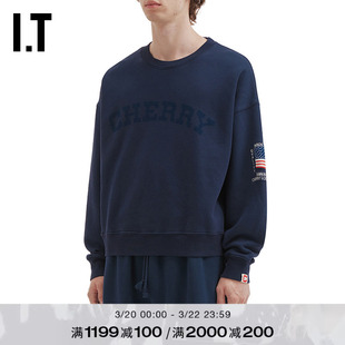 IT CHERRY LOS ANGELES男装圆领卫衣新款复古美式套头上衣ABLUMQ