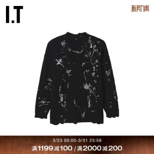 复古时尚 新款 破坏感破洞针织衫 别针缀饰绵羊毛毛衣 R13女装