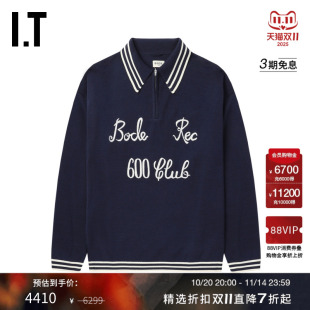 新款 半拉链翻领针织衫 复古活力条纹边饰毛衣4KT005MN BODE男装