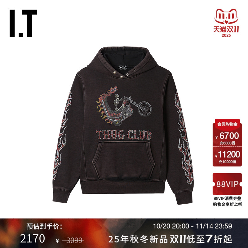ITTHUGCLUB做旧连帽卫衣