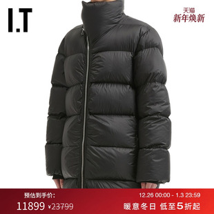 立领斜拉链羽绒服新款 Owens男装 时尚 个性 羽绒外套 中长款 Rick