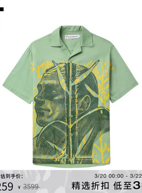 IT JW Anderson男装短袖衬衫新款艺术感人像绘画印花上衣521500MM