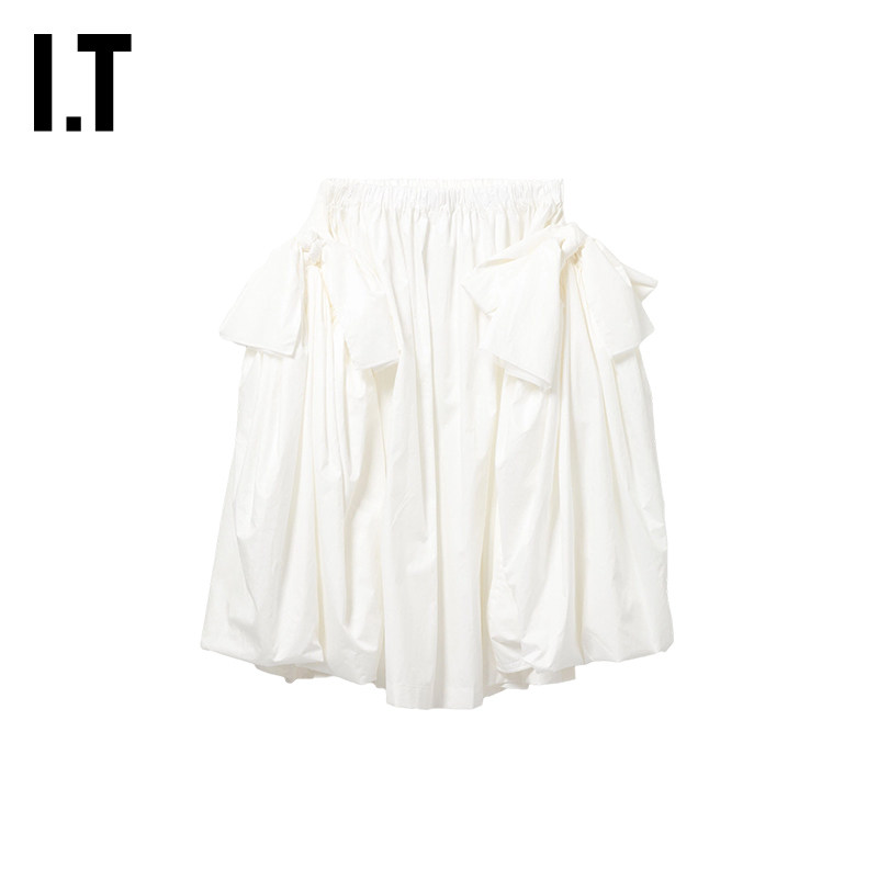 IT CDG tricot COMME des GARCONS女装蝴蝶结缀饰廓形半身裙伞裙