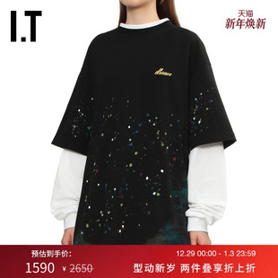 We11Done女装 泼墨印花圆领半袖 宽松短袖 个性 732UBKXP T恤新款