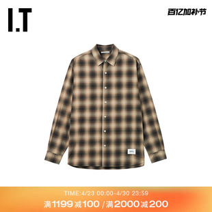 IT uniform experiment男装格纹衬衫新款复古通勤格子上衣260047M