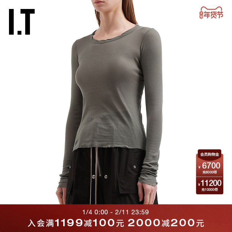IT Rick Owens女装修身长袖T恤新款简约休闲纯色内搭上衣6209MR3Q,女装/女士精品,T恤,淘宝优惠券,粉丝福利购,淘宝优惠卷