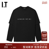 随性街头叠层做旧宽松上衣 T恤新款 GROUNDZERO男装 假两件长袖