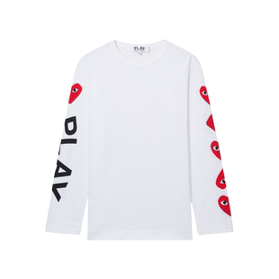 IT CDG PLAY COMME des GARCONS川久保玲情侣爱心徽标印花长袖T恤