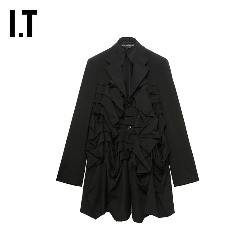 IT CDG COMME des GARCONS HOMME PLUS男装中长款西装褶饰夹克