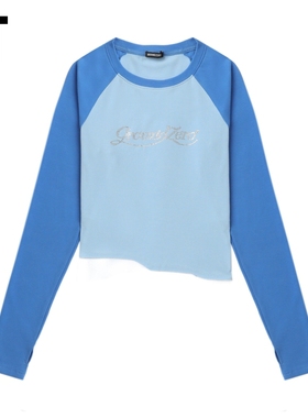 IT GROUNDZERO女装插肩袖长袖T恤新款个性辣妹不对称上衣000230