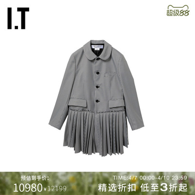 IT CDG COMME DES GARCONS COMME DES GARCONS女装千鸟格褶裥大衣