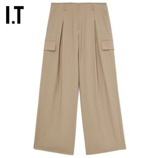 IT D DEMOO女装阔腿裤西装裤新款通勤质感工装风休闲长裤38082AXO