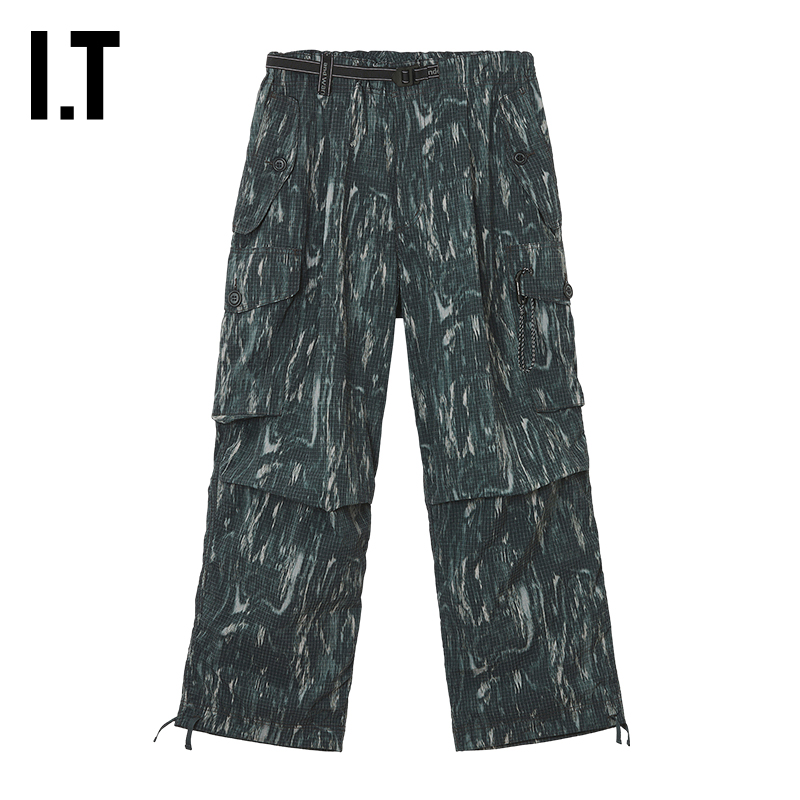 IT and wander男装宽松长裤运动裤新款户外机能风满幅花色工装裤