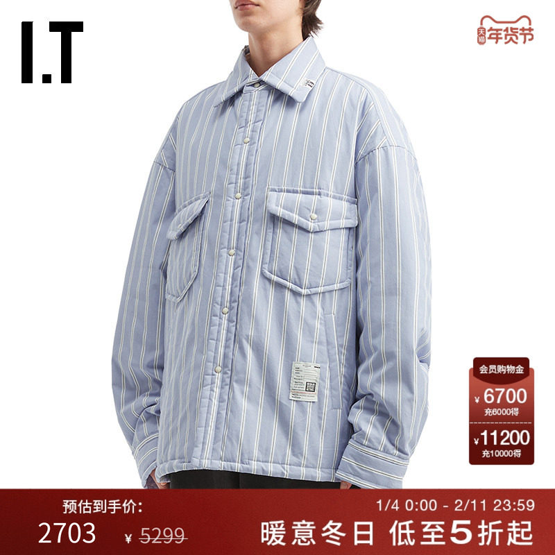 IT Mihara Yasuhiro男装衬衫式夹克新款竖条纹翻领外套5SH185MP