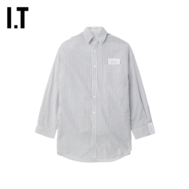 ITROKH宽松条纹长袖衬衫