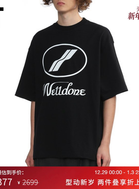 IT We11Done男装宽松短袖T恤新款个性潮流logo图标装饰半袖9930BK